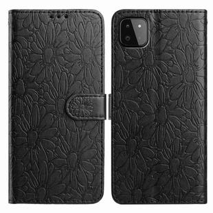 For Samsung Galaxy A22 5G Daisy Embossed Leather Phone Case(Black)