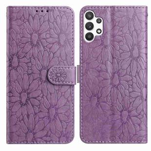 For Samsung Galaxy A13 4G Daisy Embossed Leather Phone Case(Light Purple)