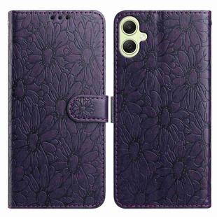 For Samsung Galaxy A05 Daisy Embossed Leather Phone Case(Dark Purple)