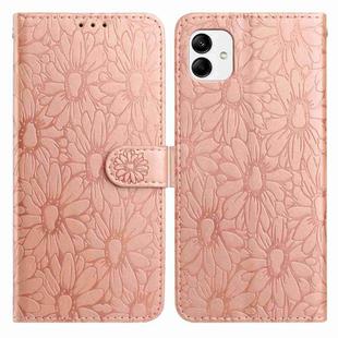 For Samsung Galaxy A04e Daisy Embossed Leather Phone Case(Rose Gold)
