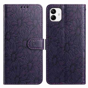 For Samsung Galaxy A04e Daisy Embossed Leather Phone Case(Dark Purple)