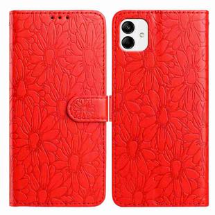 For Samsung Galaxy A04 Daisy Embossed Leather Phone Case(Red)