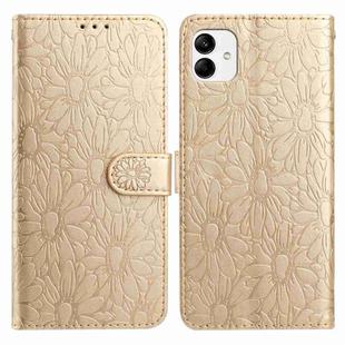For Samsung Galaxy A04 Daisy Embossed Leather Phone Case(Gold)