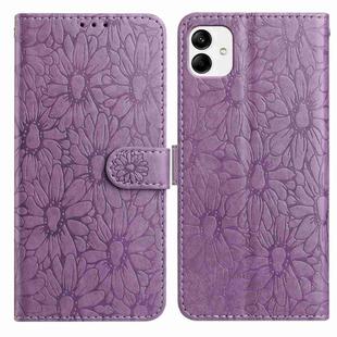 For Samsung Galaxy A04 Daisy Embossed Leather Phone Case(Light Purple)