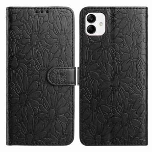 For Samsung Galaxy A04 Daisy Embossed Leather Phone Case(Black)