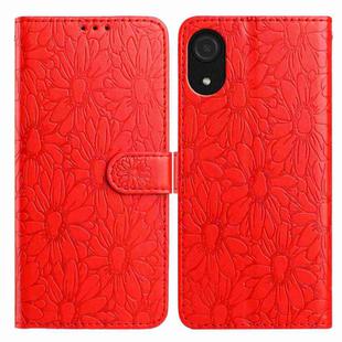 For Samsung Galaxy A03 Core Daisy Embossed Leather Phone Case(Red)