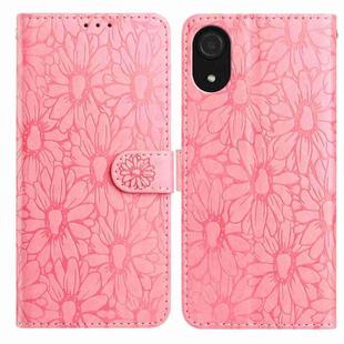For Samsung Galaxy A03 Core Daisy Embossed Leather Phone Case(Pink)
