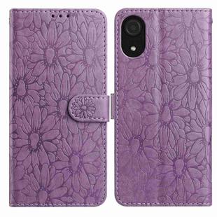 For Samsung Galaxy A03 Core Daisy Embossed Leather Phone Case(Light Purple)