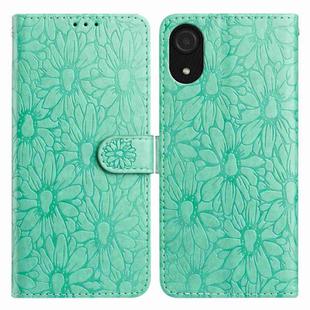 For Samsung Galaxy A03 Core Daisy Embossed Leather Phone Case(Green)