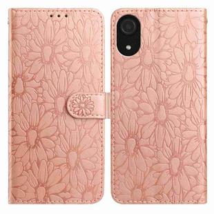 For Samsung Galaxy A03 Core Daisy Embossed Leather Phone Case(Rose Gold)