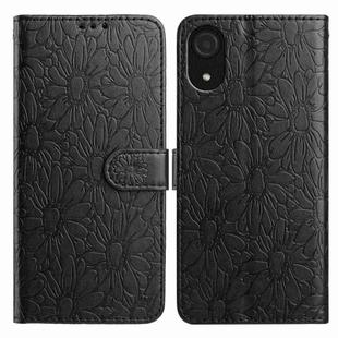For Samsung Galaxy A03 Core Daisy Embossed Leather Phone Case(Black)