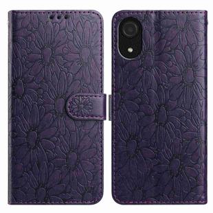 For Samsung Galaxy A03 Core Daisy Embossed Leather Phone Case(Dark Purple)