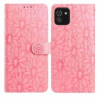 For Samsung Galaxy A03 Daisy Embossed Leather Phone Case(Pink)