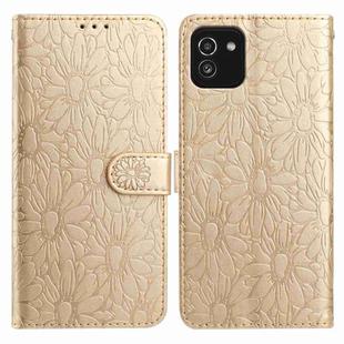 For Samsung Galaxy A03 Daisy Embossed Leather Phone Case(Gold)
