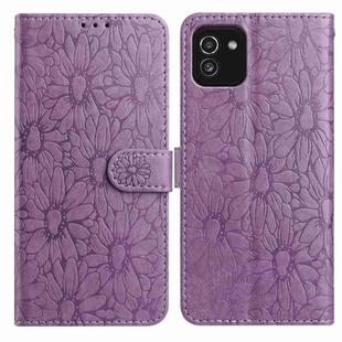 For Samsung Galaxy A03 Daisy Embossed Leather Phone Case(Light Purple)