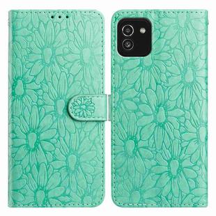 For Samsung Galaxy A03 Daisy Embossed Leather Phone Case(Green)