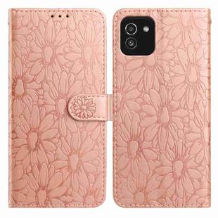 For Samsung Galaxy A03 Daisy Embossed Leather Phone Case(Rose Gold)