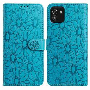 For Samsung Galaxy A03 Daisy Embossed Leather Phone Case(Blue)