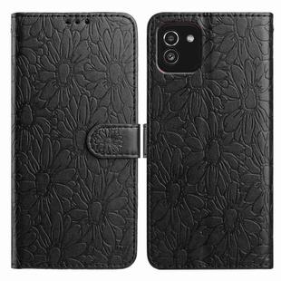 For Samsung Galaxy A03 Daisy Embossed Leather Phone Case(Black)