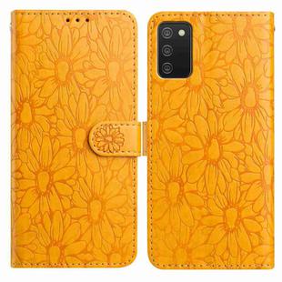For Samsung Galaxy A02s EU Edition Daisy Embossed Leather Phone Case(Yellow)