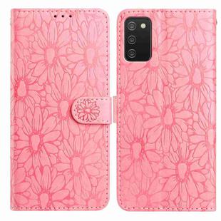 For Samsung Galaxy A02s EU Edition Daisy Embossed Leather Phone Case(Pink)