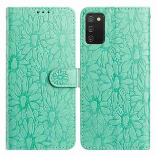 For Samsung Galaxy A02s EU Edition Daisy Embossed Leather Phone Case(Green)