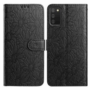 For Samsung Galaxy A02s EU Edition Daisy Embossed Leather Phone Case(Black)