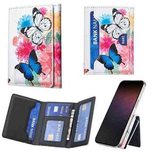 Color Painting Leather Horizontal Magnetic Wallet Card Bag Case(Two Butterflies)