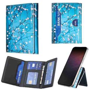 Color Painting Leather Horizontal Magnetic Wallet Card Bag Case(Plum Bossom)