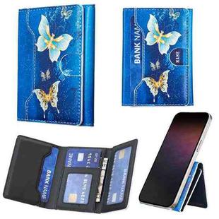 Color Painting Leather Horizontal Magnetic Wallet Card Bag Case(Gold Butterflies)