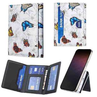 Color Painting Leather Horizontal Magnetic Wallet Card Bag Case(Butterflies)