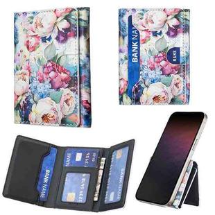 Color Painting Leather Horizontal Magnetic Wallet Card Bag Case(Oil Painting Rose)