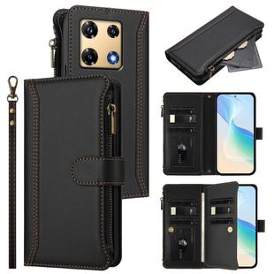 For Infinix Note 30 Pro 4G Magnetic Closure 9 Card Slots Zipper Leather Case with Hand Strap(Black)