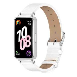 For Huawei Band 10 / 9 / 8 Mijobs Microfiber PU Leather Watch Band(White Silver)