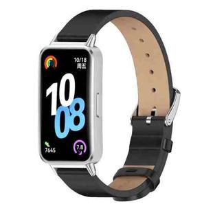 For Huawei Band 10 / 9 / 8 Mijobs Microfiber PU Leather Watch Band(Black Silver)