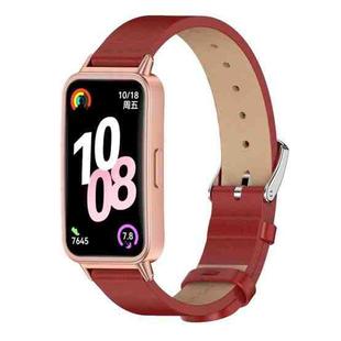 For Huawei Band 10 / 9 / 8 Mijobs Microfiber PU Leather Watch Band(Red Rose Gold)
