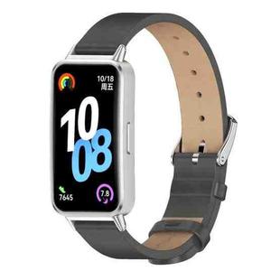 For Huawei Band 10 / 9 / 8 Mijobs Microfiber PU Leather Watch Band(Grey Silver)