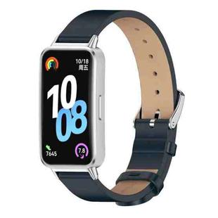 For Huawei Band 10 / 9 / 8 Mijobs Microfiber PU Leather Watch Band(Blue Silver)