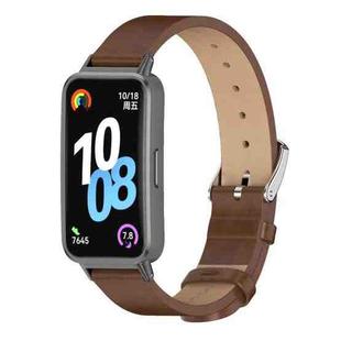 For Huawei Band 10 / 9 / 8 Mijobs Microfiber PU Leather Watch Band(Brown Black)