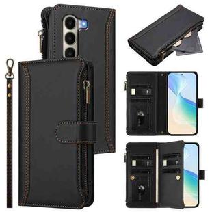 For itel A95 5G Magnetic Closure 9 Card Slots Zipper Leather Case with Hand Strap(Black)