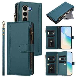 For itel A95 5G Magnetic Closure 9 Card Slots Zipper Leather Case with Hand Strap(Dark Green)