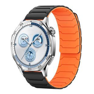 22mm xDfind Magnetic Silicone Watch Band for Huawei Watch GT5 / GT4(Black Orange)