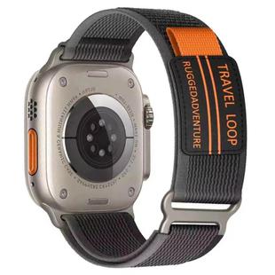 For Apple Watch 46mm / 49mm / 45mm / 44mm xDfind Double Section Metal Buckle Loop Nylon Braided Watch Band(Black Grey)