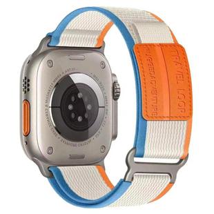 For Apple Watch 42mm / 41mm / 40mm / 38mm xDfind Double Section Metal Buckle Loop Nylon Braided Watch Band(Orange Beige)