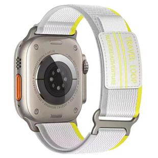For Apple Watch 42mm / 41mm / 40mm / 38mm xDfind Double Section Metal Buckle Loop Nylon Braided Watch Band(Yellow Grey)