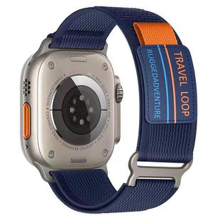 For Apple Watch 42mm / 41mm / 40mm / 38mm xDfind Double Section Metal Buckle Loop Nylon Braided Watch Band(Midnight Blue)