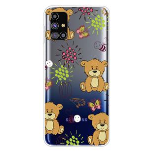 For Samsung Galaxy M31s Shockproof Painted Transparent TPU Protective Case(Little Brown Bear)