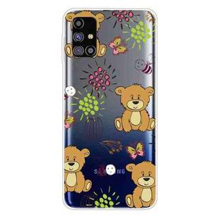 For Samsung Galaxy M31s Shockproof Painted Transparent TPU Protective Case(Little Brown Bear)