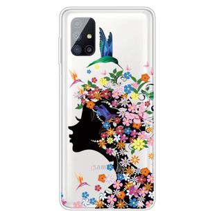 For Samsung Galaxy M51 Shockproof Painted Transparent TPU Protective Case(Flower Girl)