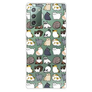 For Samsung Galaxy Note20 Shockproof Painted Transparent TPU Protective Case(Mini Cats)